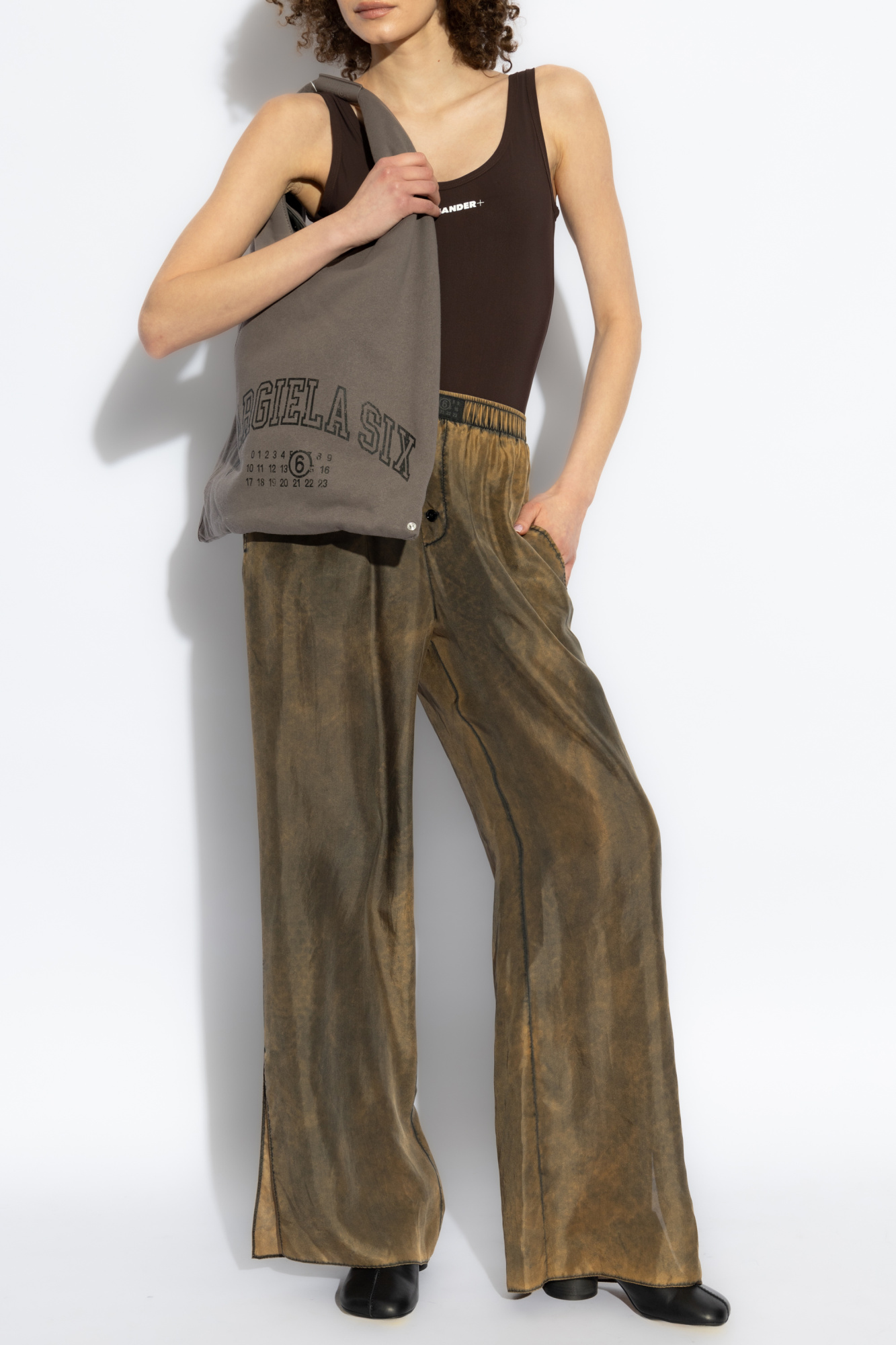 Brown Silk loose-fit trousers MM6 Maison Margiela - Vitkac GB